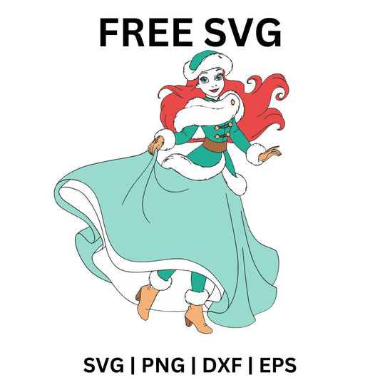Ariel Dancing SVG Free | Whimsical Mermaid with Flowing Dress for Cricut & Silhouette
