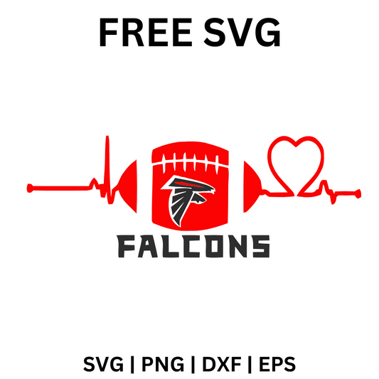 Atlanta Falcons SVG Free | Heartbeat Football Love Line Art for Cricut & Silhouette-8SVG
