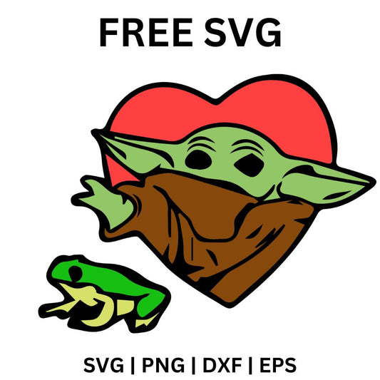 Baby Yoda Heart SVG Free | Adorable Layered Frog and Heart Design for Cricut & Layered-8SVG