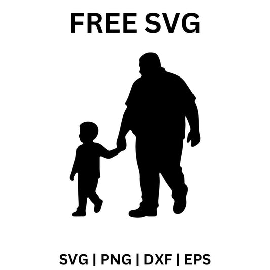 Dad and Daughter Silhouette SVG Free | Walking Together Design for Cricut & Silhouette