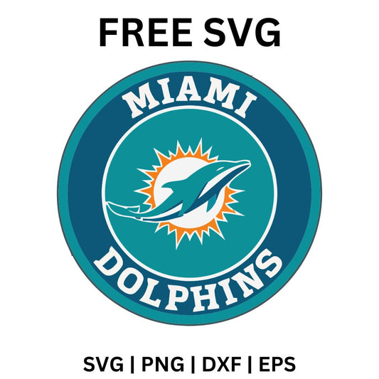 Miami Dolphins Round Emblem SVG Free | Vintage Football Logo for Cricut & Silhouette
