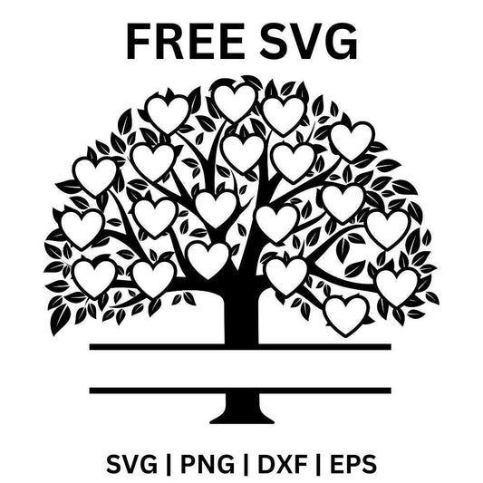 Family Tree SVG Free | 20 Hearts Design for Cricut & Silhouette