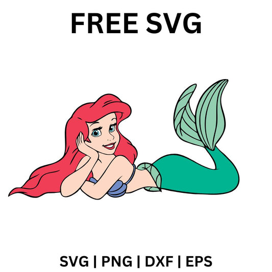 Ariel Resting SVG Free | Mermaid Relaxing Pose for Cricut & Silhouette