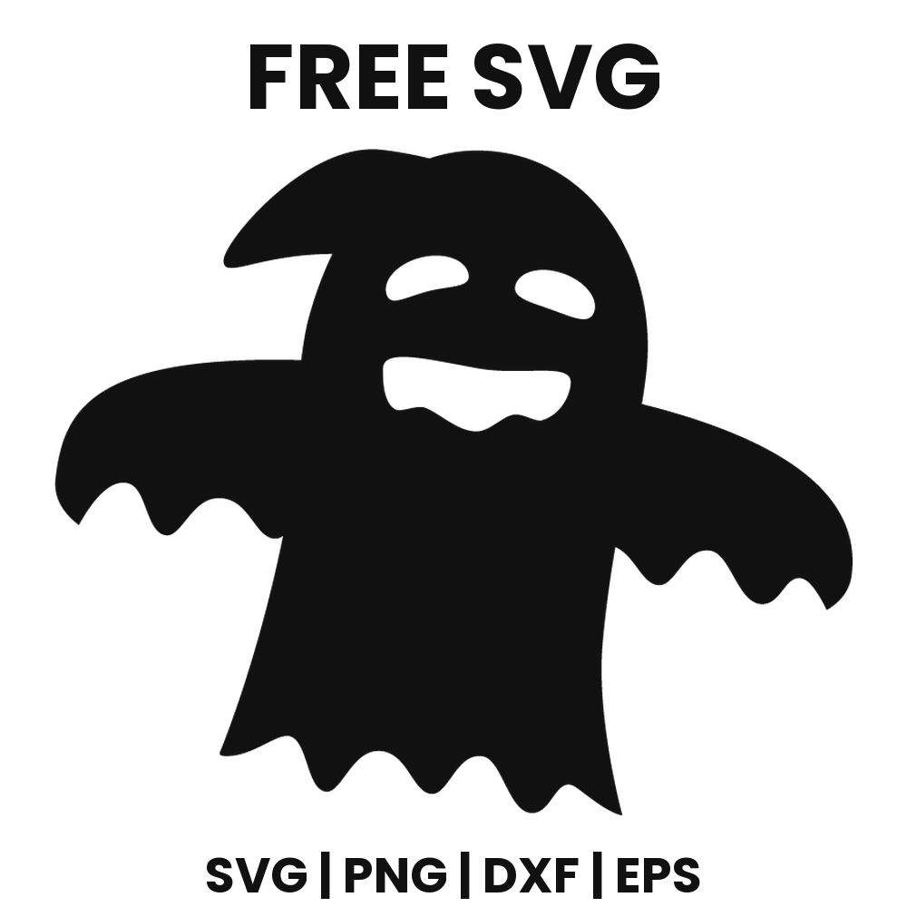 Waving Ghost SVG Free – Bat Wing Halloween Ghost Cut File