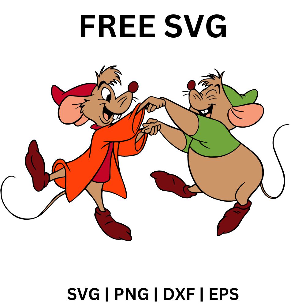 Jaq and Gus SVG Free | Cinderella Mice Characters Clipart for Cricut ...