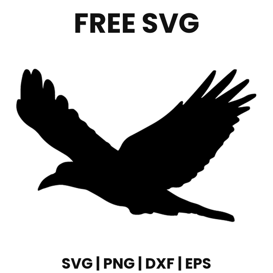 Crow Silhouette SVG Free – Spread Wing Halloween Bird Cut File-8SVG