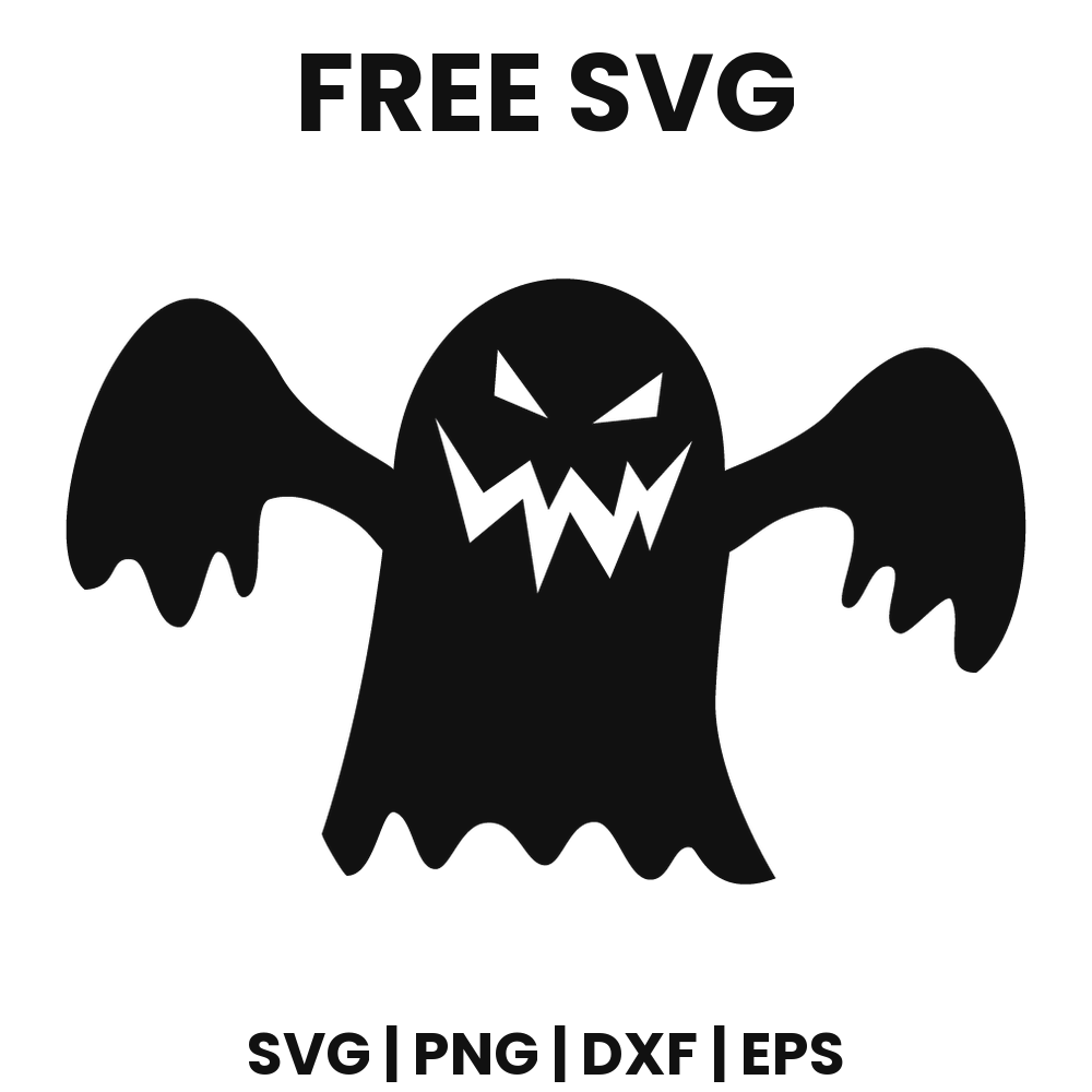 Evil Ghost SVG Free – Sharp Tooth Halloween Ghost Cut File