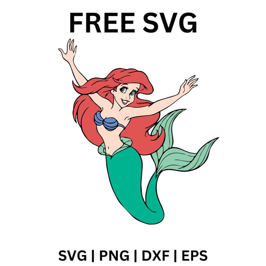 Ariel Reaching Up SVG Free | Mermaid with Raised Arms for Cricut & Silhouette