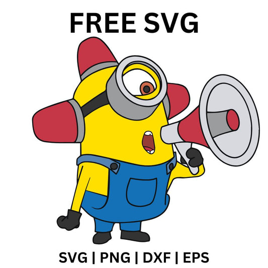 Minion with Megaphone SVG Free | Loud Funny Character Cut File for Cricut & Silhouette