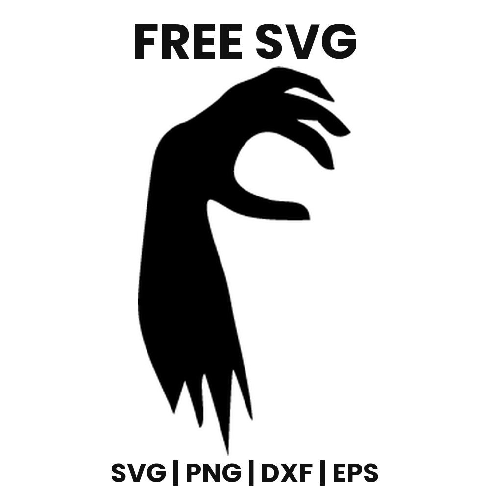 Zombie Claw Hand SVG Free – Curved Grip Halloween Cut File