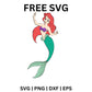 Ariel Waving SVG Free | Mermaid with Long Hair and Crown for Cricut & Silhouette