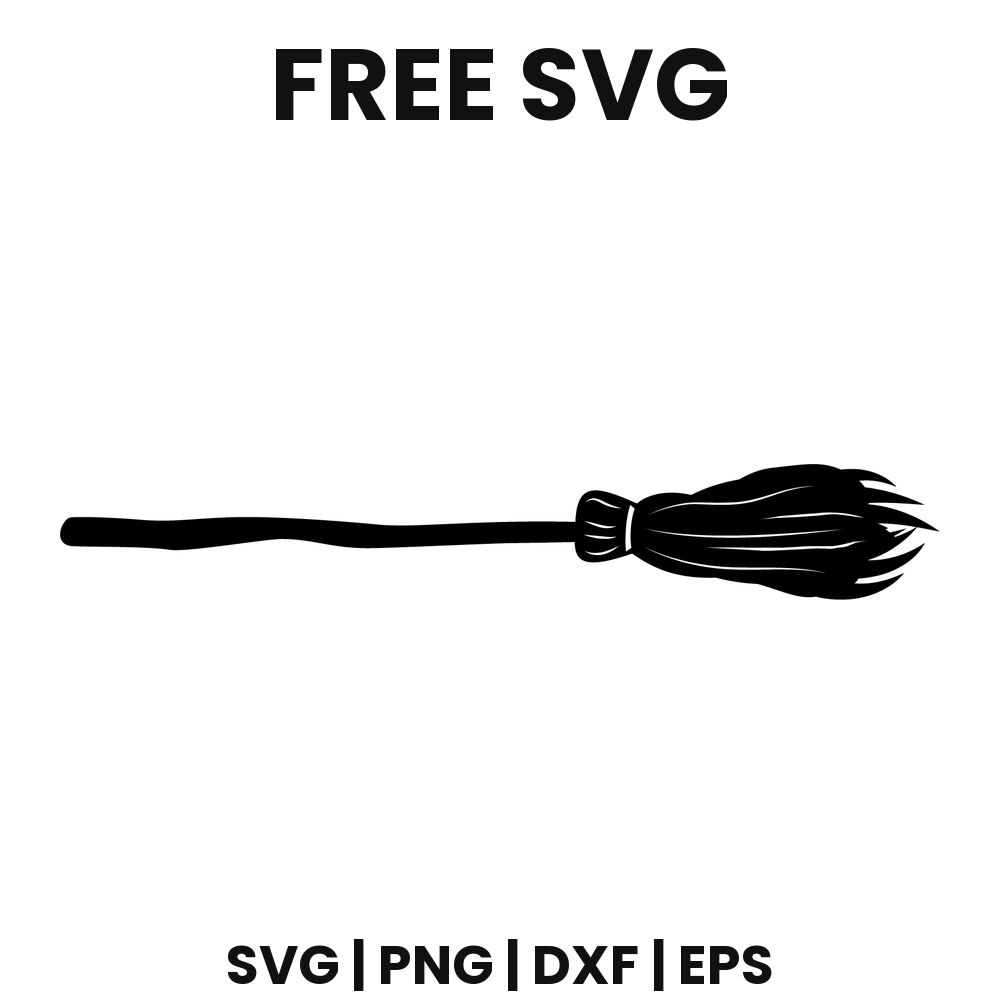 Flared Broom SVG Free – Witch Broomstick Silhouette Cut File