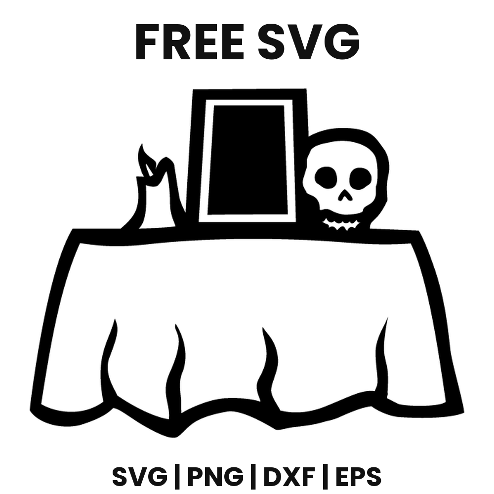 Haunted Table SVG Free – Halloween Graveyard Scene Cut File