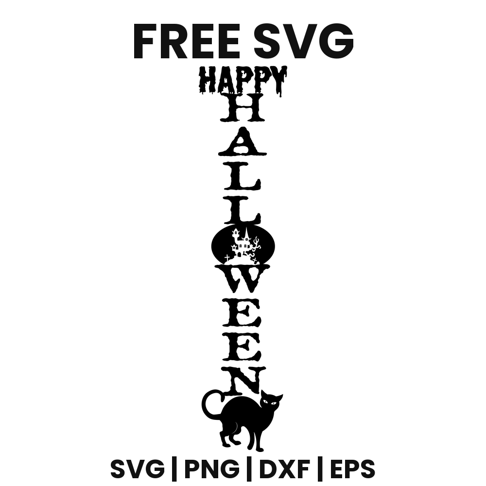 Happy Halloween Porch Sign SVG Free – Vertical Halloween Sign