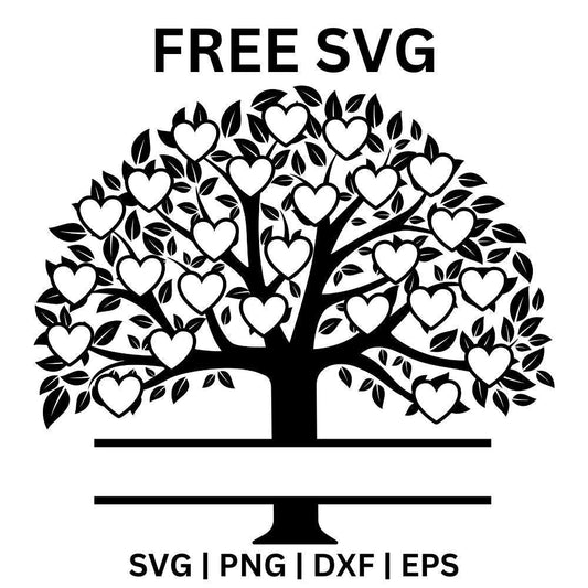 Family Tree SVG Free | 25 Hearts Design for Cricut & Silhouette