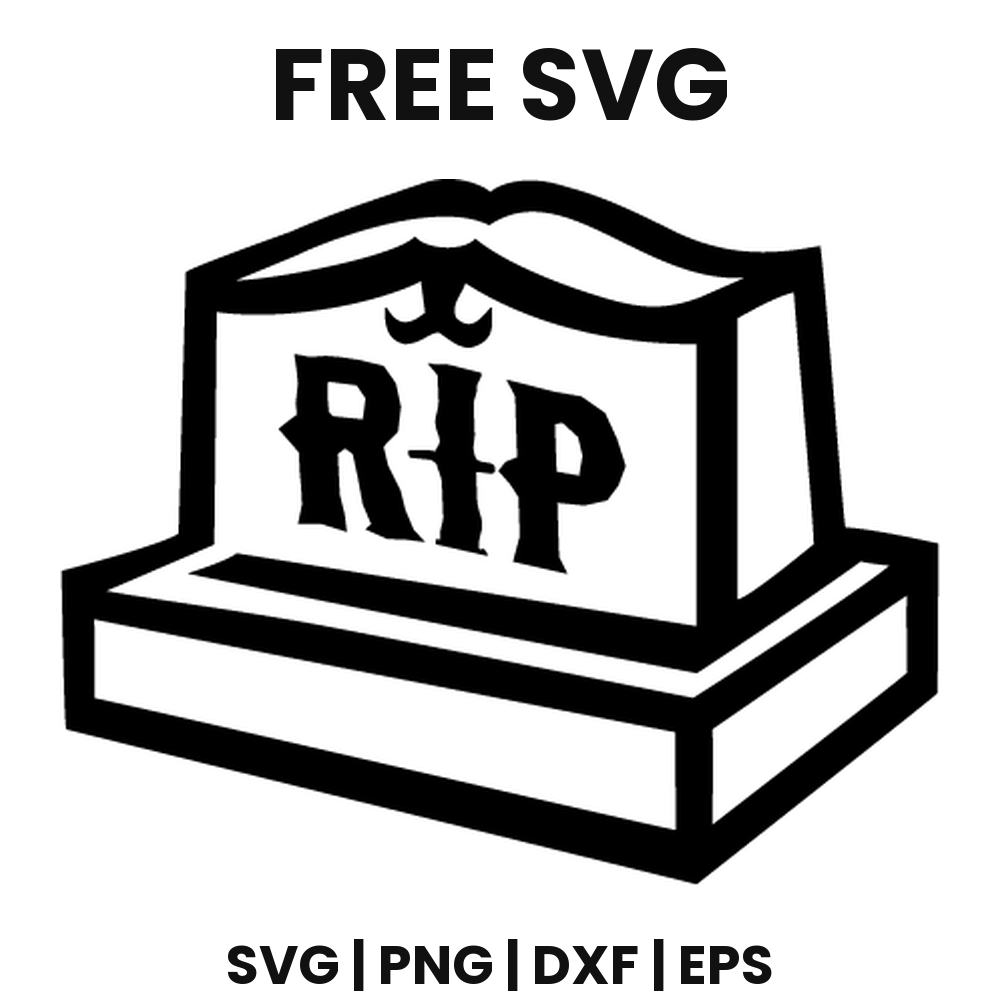 RIP Tombstone SVG Free – Halloween Graveyard Silhouette Cut File