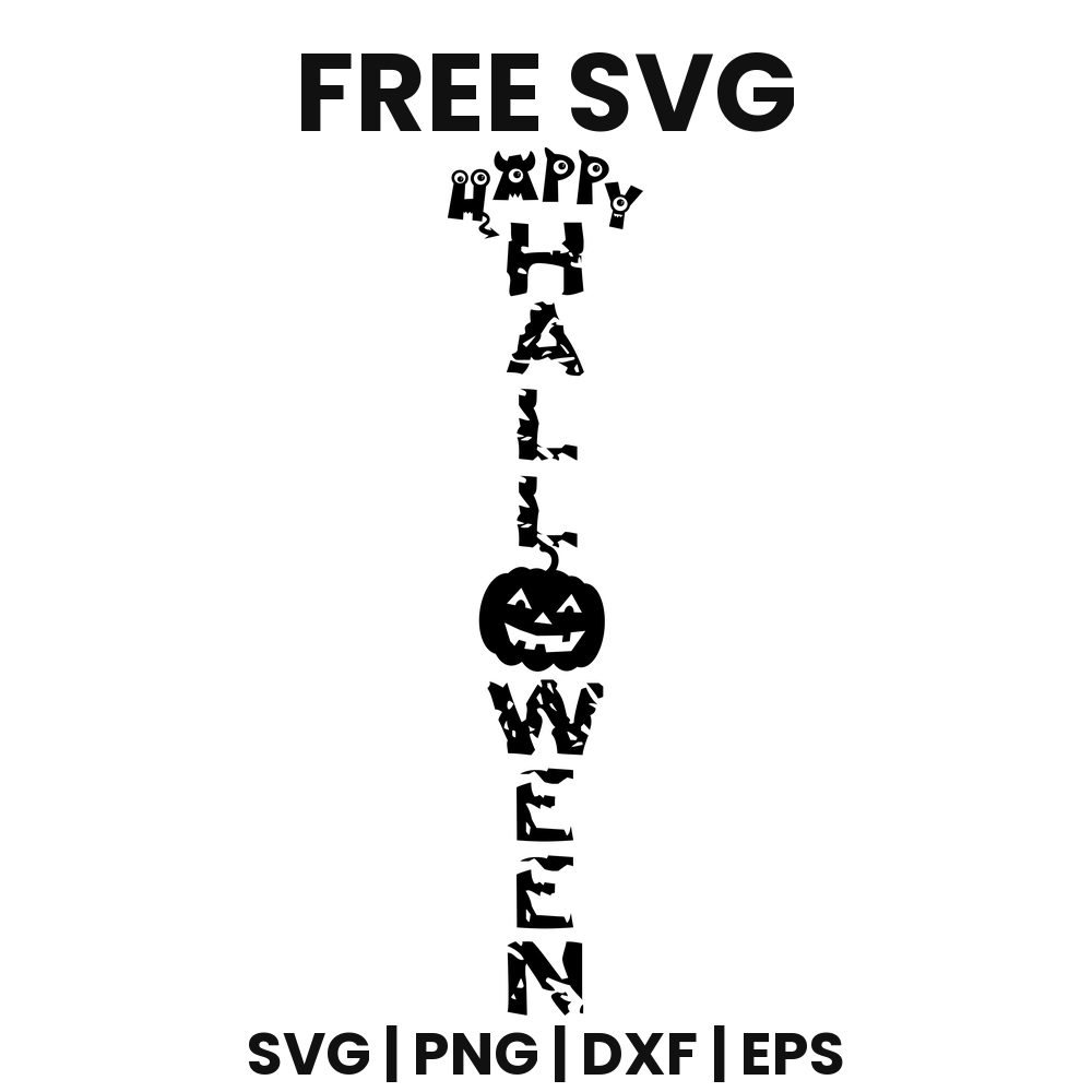 Happy Halloween Pumpkin SVG Free – Vertical Halloween Porch Sign