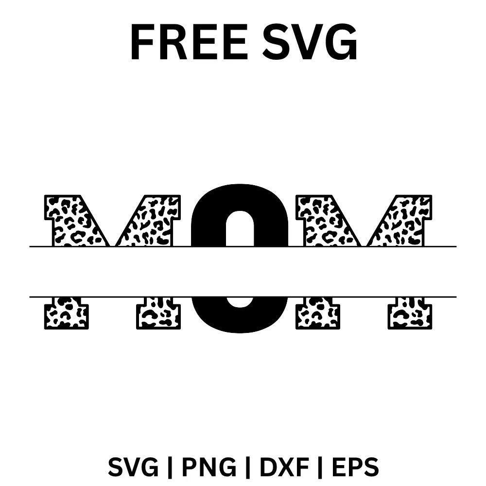 Mom Leopard Split Monogram Black SVG Free - Black Leopard Monogram Design