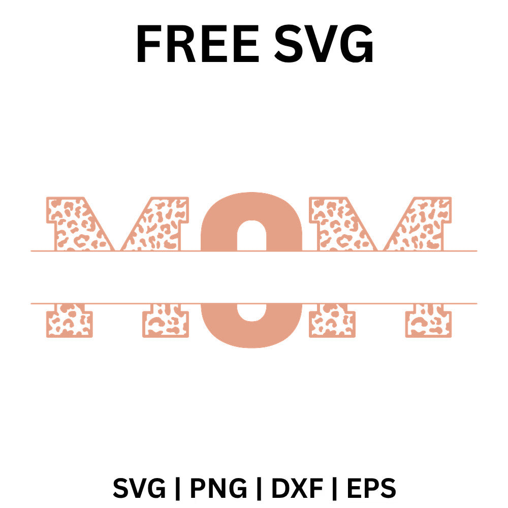 Mom Leopard Split Monogram Coral SVG Free - Coral Leopard Monogram Design