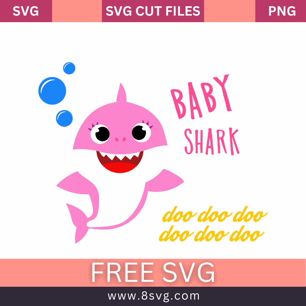 Baby shark girl Svg Free Cut File For Cricut- 8SVG