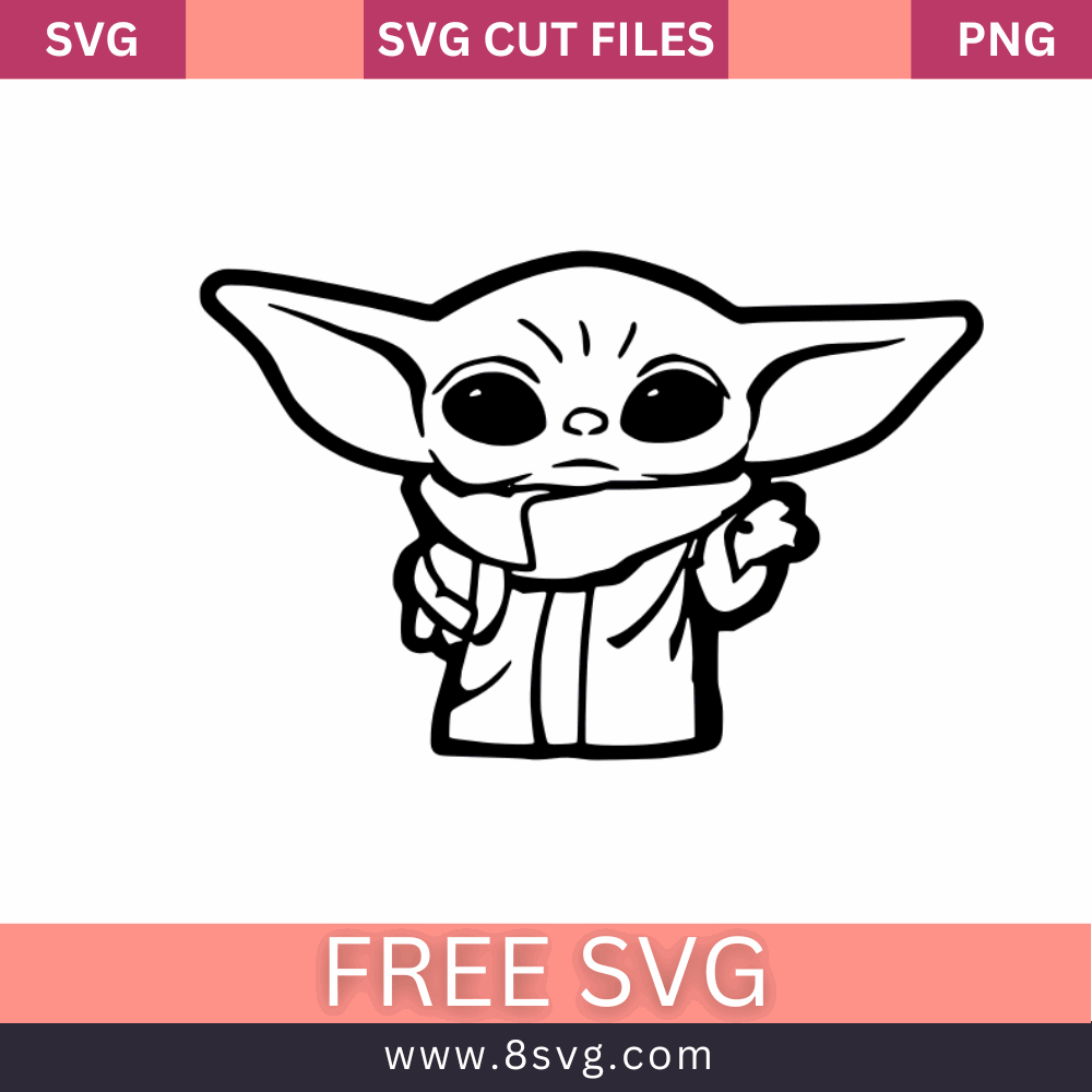 Baby Yoda Outline SVG Free Download- 8SVG