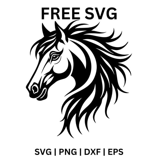 Horse Head SVG Free | Flowing Mane Horse Design for Cricut & Silhouette