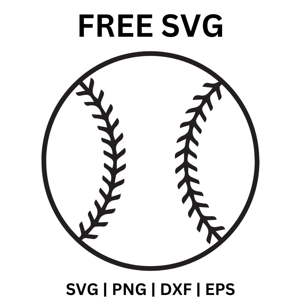 Softball SVG Free | Classic Ball Outline with Black Seams for Cricut & Silhouette