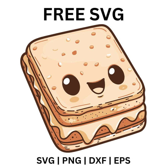 Toast SVG Free | Kawaii Toast Character Design for Cricut & Silhouette