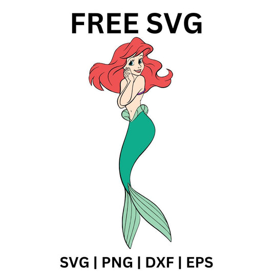 Ariel Swimming SVG Free | Graceful Mermaid in Motion for Cricut & Silhouette