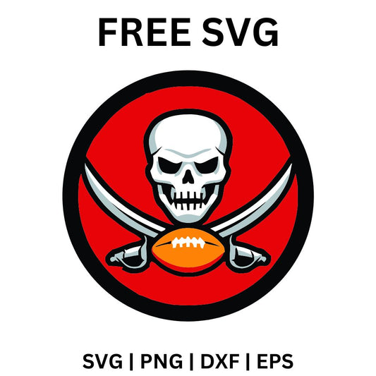 Buccaneers Skull Circle SVG Free | Red and Black Iconic Emblem for Cricut & Silhouette