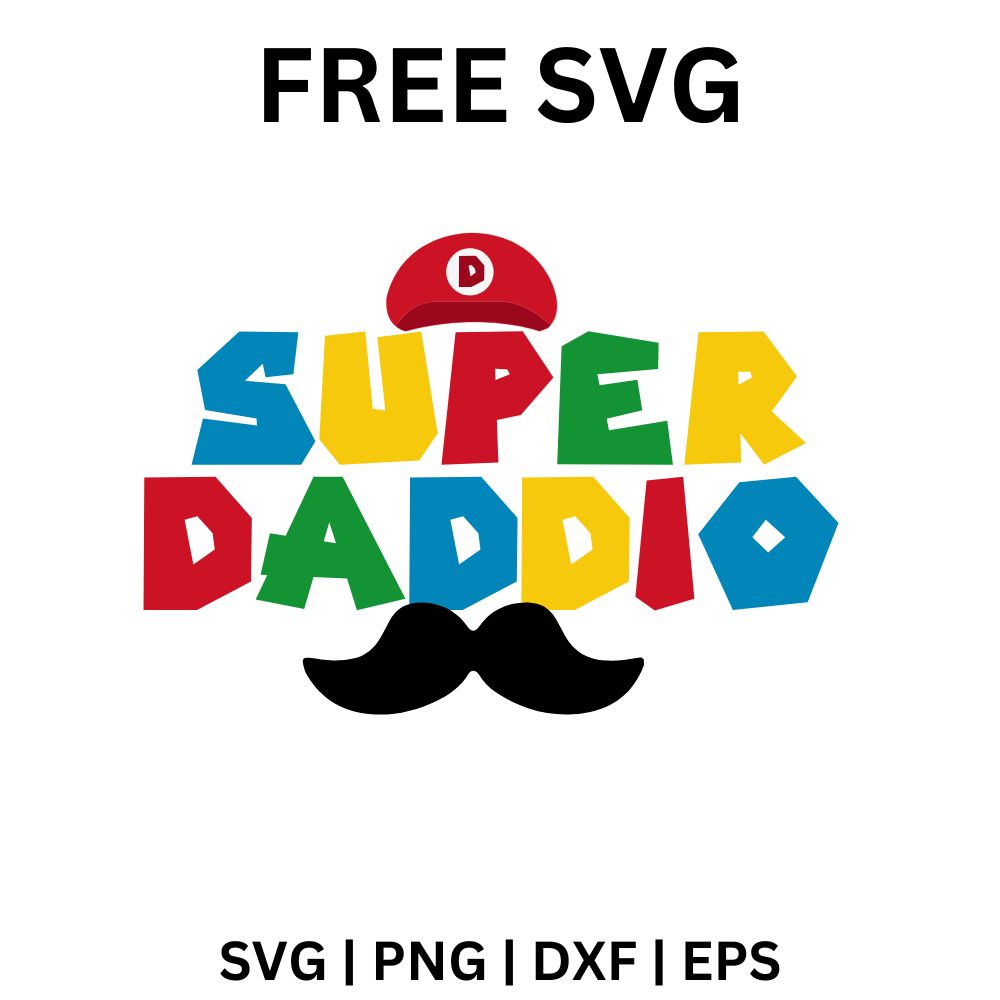 Super Daddio SVG Free | Colorful Retro Dad Cut File for Cricut & Silhouette-8SVG