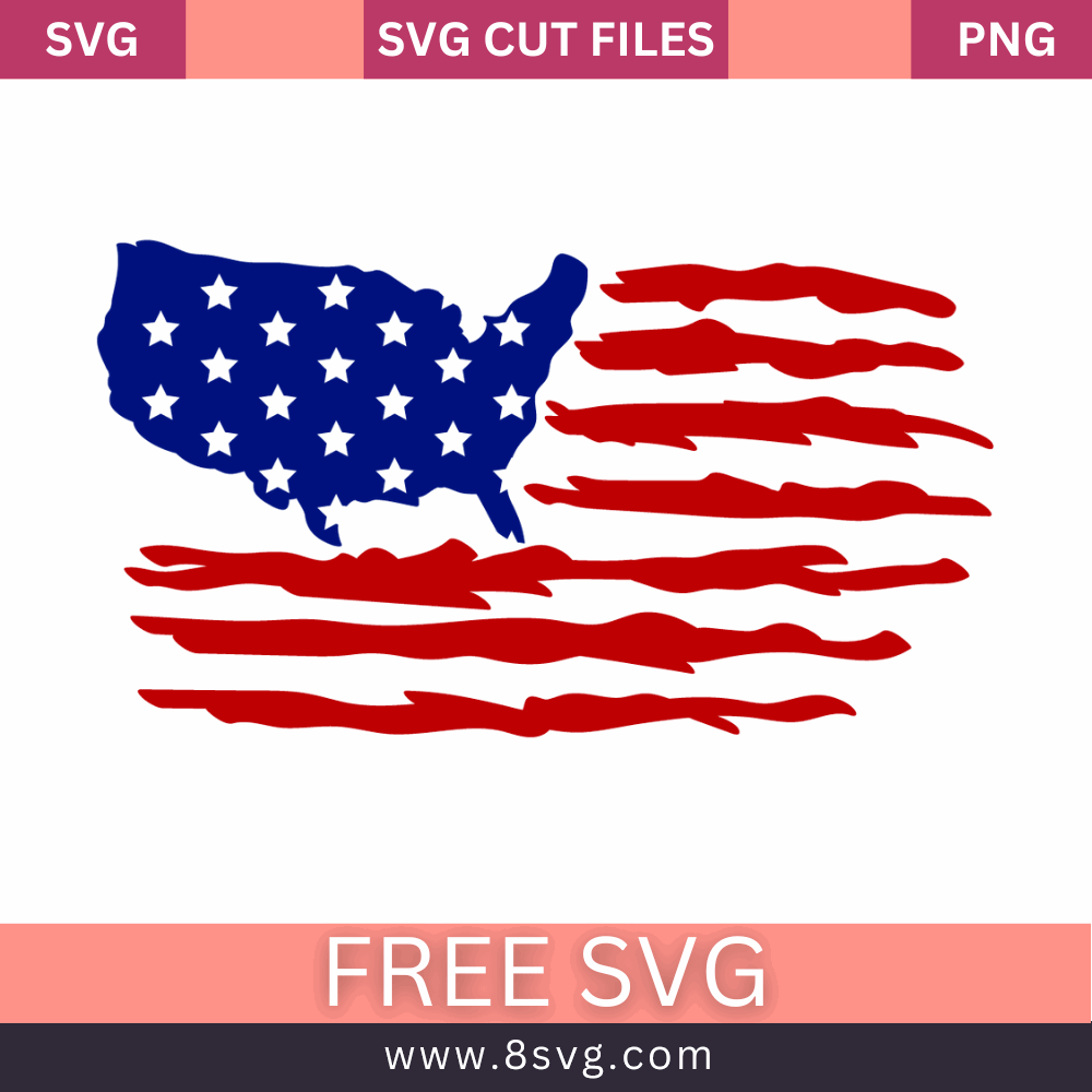 American Flag SVG Free Cut File for Cricut- 8SVG