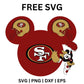 49ers Mickey Mouse Head SVG Free | Football-Themed Mouse Silhouette for Cricut & Silhouette