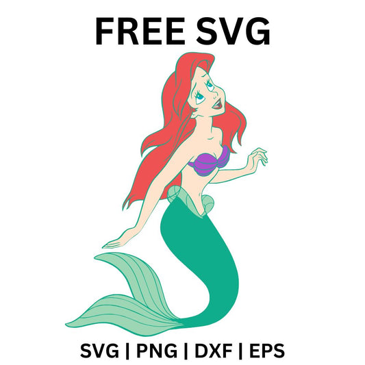 Ariel Looking Up SVG Free | Dreamy Mermaid Pose for Cricut & Silhouette