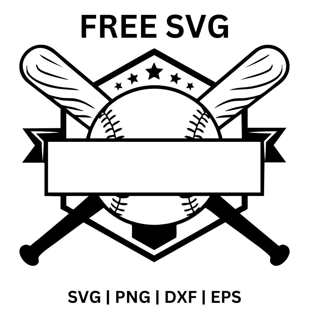 Baseball Badge SVG Free | Blank Emblem with Bats and Ball for Cricut & Silhouette
