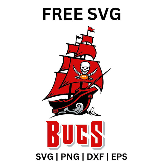 Bucs Pirate Ship SVG Free | Red Pirate Ship Cut File for Cricut & Silhouette