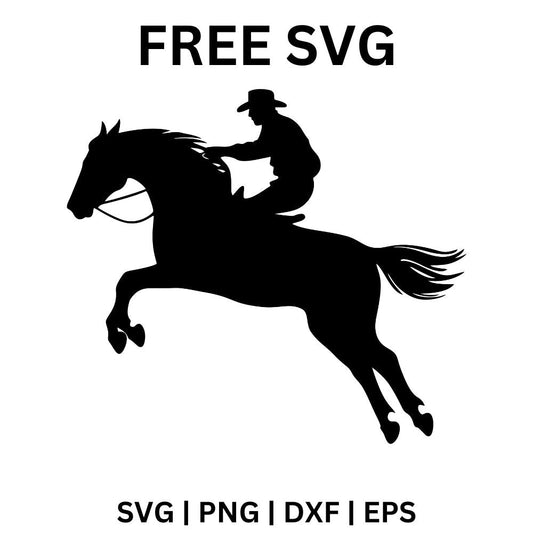 Cowboy on Horse SVG Free | Western Rider Silhouette for Cricut & Silhouette