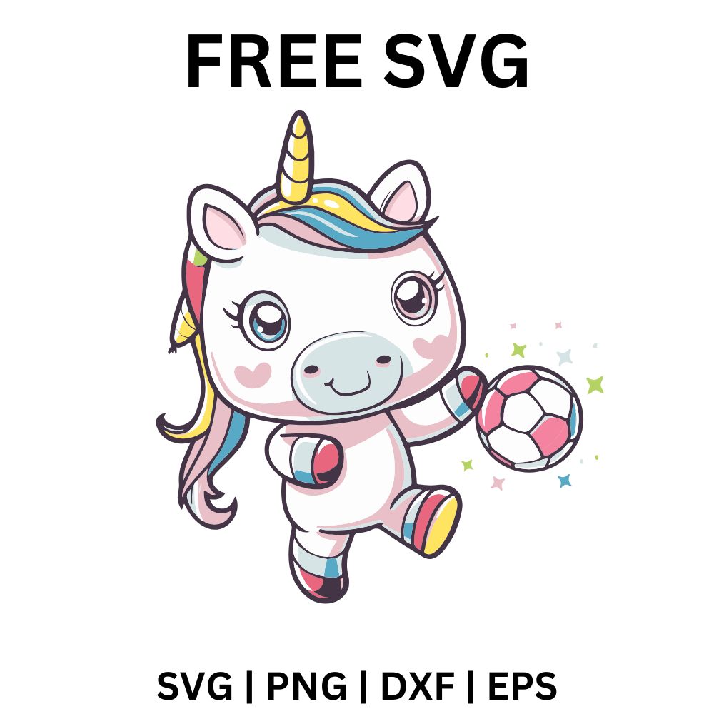 Football Unicorn SVG Free | Sporty Unicorn with Ball Design for Cricut & Silhouette-8SVG