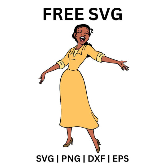 Tiana Dancing SVG Free | Yellow Dress Princess SVG for Cricut & Silhouette