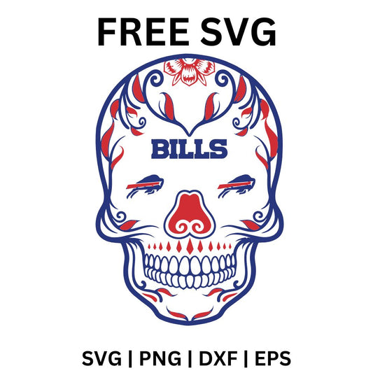 Buffalo Bills Sugar Skull SVG Free | Day of the Dead Football Cut File for Cricut & Silhouette-8SVG