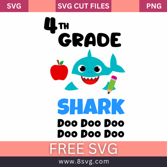 4th Grade Baby Shark Boy Graduation Svg Free Cut File- 8SVG
