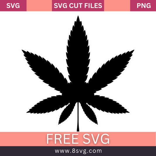 Weed Leaf Silhouette SVG Free 420 Cut File for Cricut- 8SVG