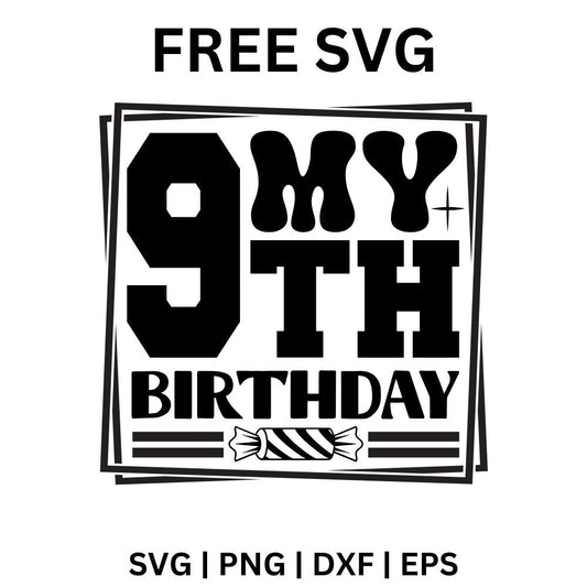 9th Birthday SVG Free | Retro Block Letter Design for Cricut & Silhouette