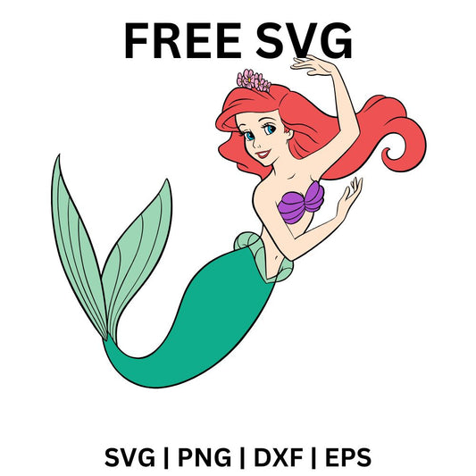 Ariel Flipping Hair SVG Free | Iconic Mermaid Silhouette for Cricut & Silhouette