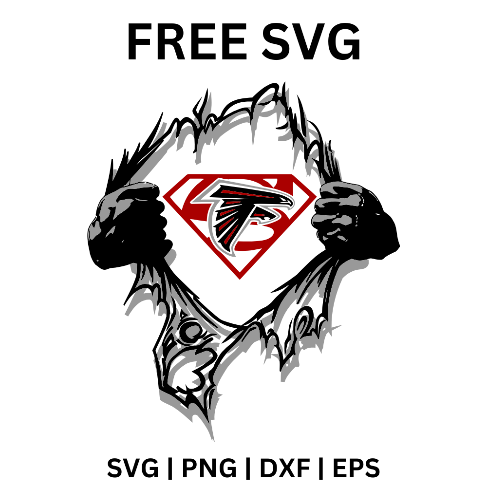 Atlanta Falcons SVG Free | Torn Shirt Superhero Logo Reveal for Cricut & Silhouette-8SVG