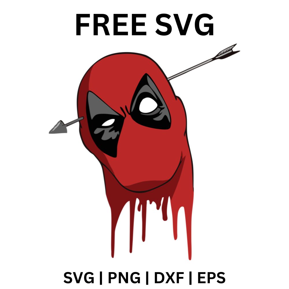 Deadpool Dripping Mask SVG Free | Melting Comic Face for Cricut & Silh ...