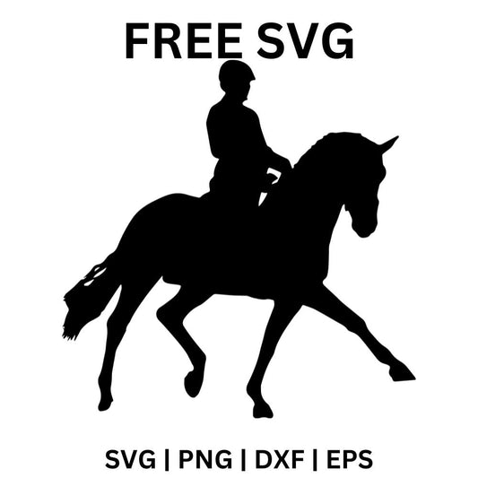 Equestrian Rider SVG Free | Elegant Horse and Rider Clipart for Cricut & Silhouette