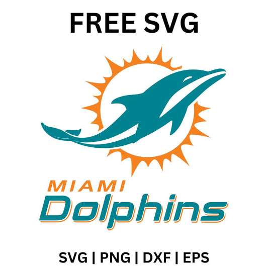 Miami Dolphins Sunburst SVG Free | Dolphin Jumping Through Sun for Cricut & Silhouette