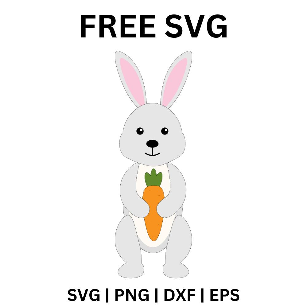 Charming Bunny Holding Carrot - Free SVG Cut File-8SVG