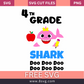 4th Grade Baby Shark Girl Graduation Svg - Cute Cartoon Cut File- 8SVG
